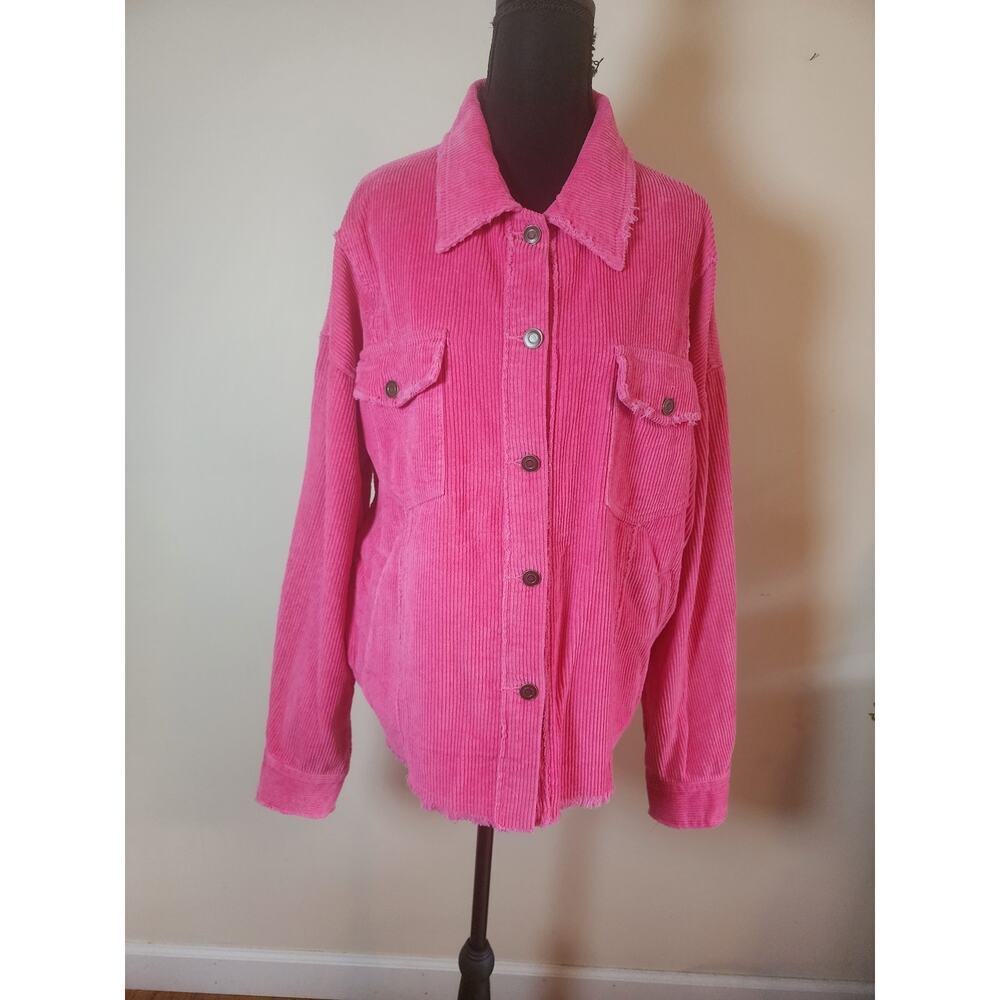 LaMiel‎ Women's Size Large Button Front Corduroy Jacket Hot Pink